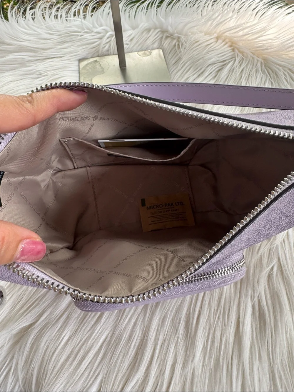 Michael Kors Lavender Saffiano Crescent Shoulder Bag